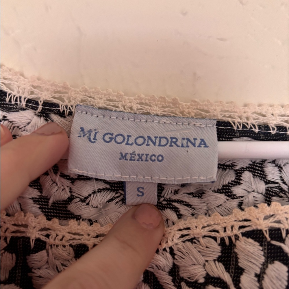 Mi Golondrina Flores Embroidered Sleeveless Tunic Top Small - Picture 5 of 5